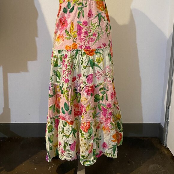 Floral flower collared button up ruffle sleeve Maxi Tea party dress - Picture 6 of 9